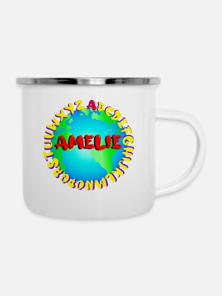 ABC AMELIE - Emaille-Tasse - Weiß