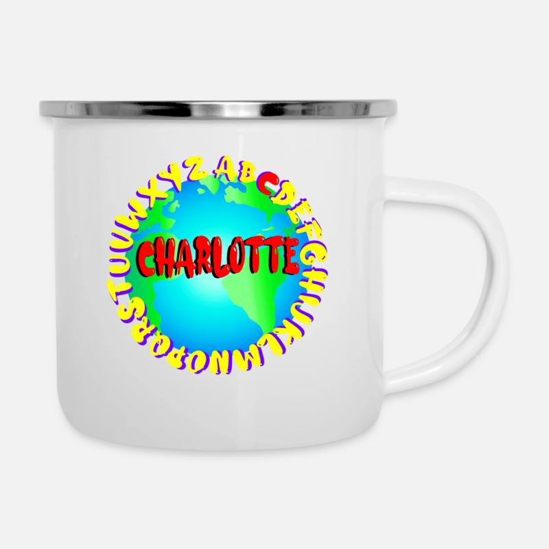 ABC CHARLOTTE - Emaille-Tasse - Weiß