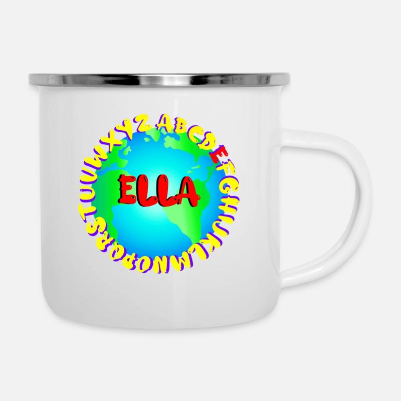 ABC ELLA - Emaille-Tasse - Weiß