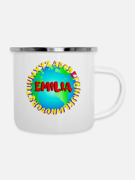 ABC EMILIA - Emaille-Tasse - Weiß