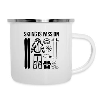 Skiing is passion - Emaille-Tasse - Weiß - Rechts