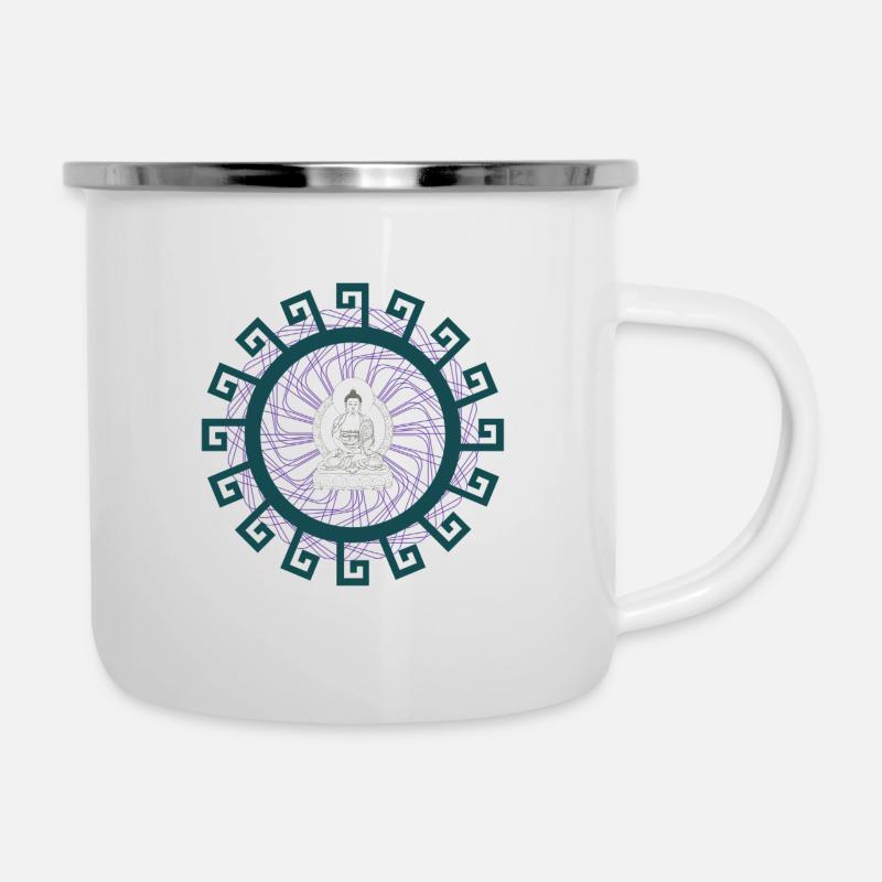 Spirituelles Buddha Design von Philipp Wolf - Emaille-Tasse - Weiß