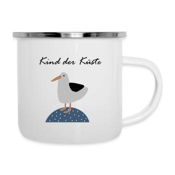 Kind der Küste | Möwe | Minimalistisch und Maritim - Emaille-Tasse - Weiß - Rechts