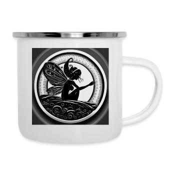 Romantische Elfe sexy sitzend - Emaille-Tasse - Weiß - Rechts