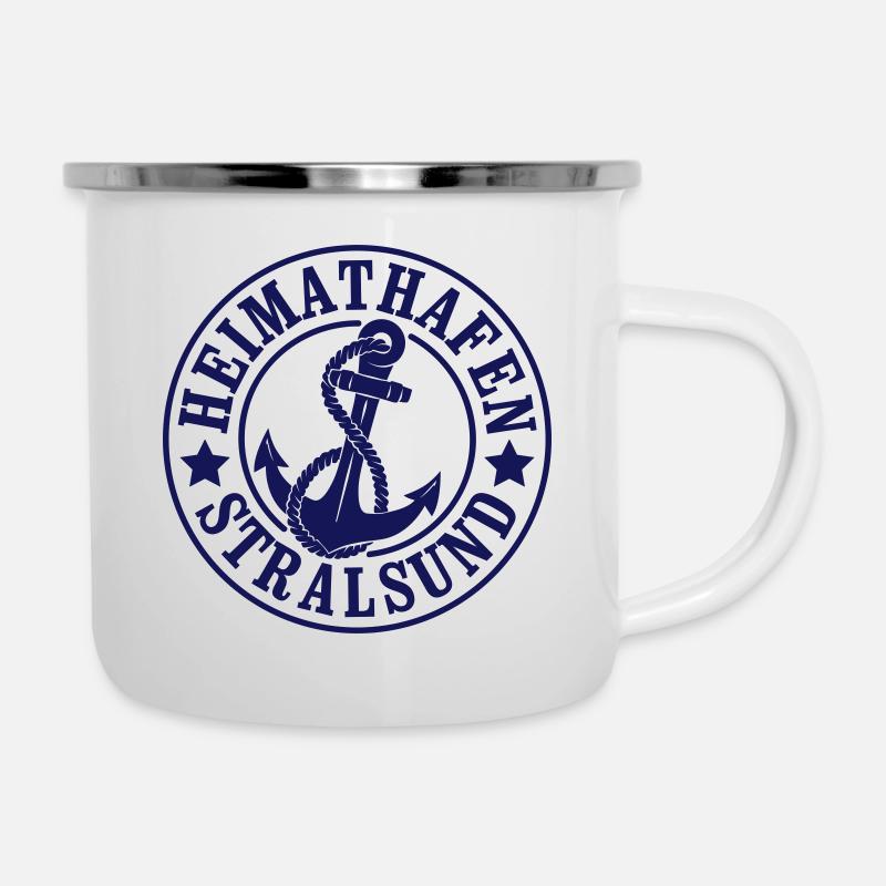 Heimathafen Stralsund - Emaille-Tasse - Weiß