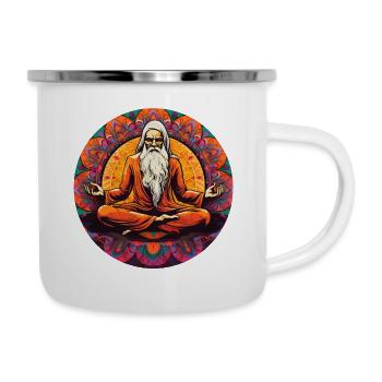 Meditation Guru - Emaille-Tasse - Weiß - Rechts