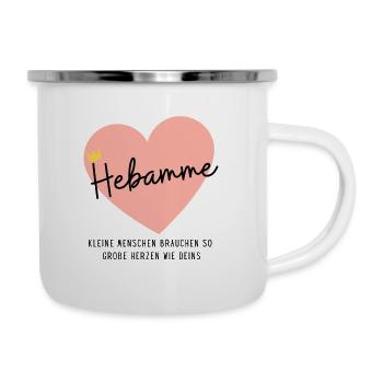 Hebamme-Herz-Krone! Personalisierbar - Emaille-Tasse - Weiß - Rechts
