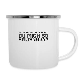 komische Blicke - Emaille-Tasse - Weiß - Rechts