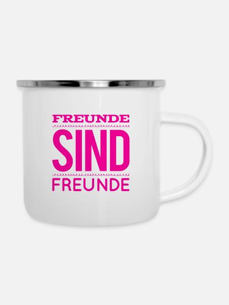 Freunde sind genial - Emaille-Tasse - Weiß