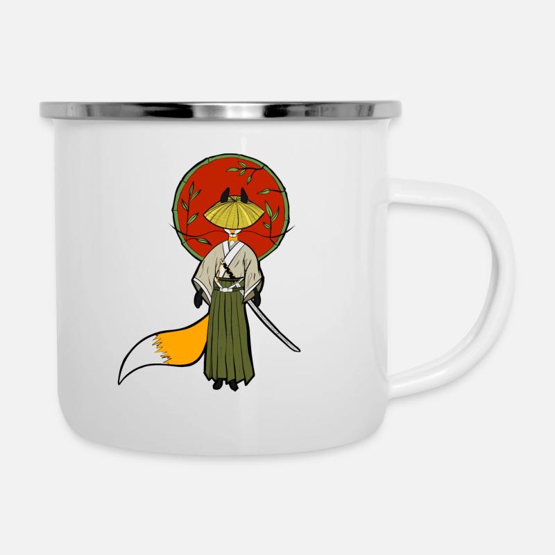 Renard samouraï - Tasse émaillée - blanc