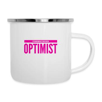 realistischer Optimist - Emaille-Tasse - Weiß - Rechts