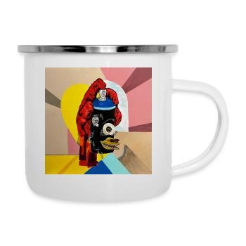 Gesicht Eins - Emaille-Tasse - Weiß - Rechts