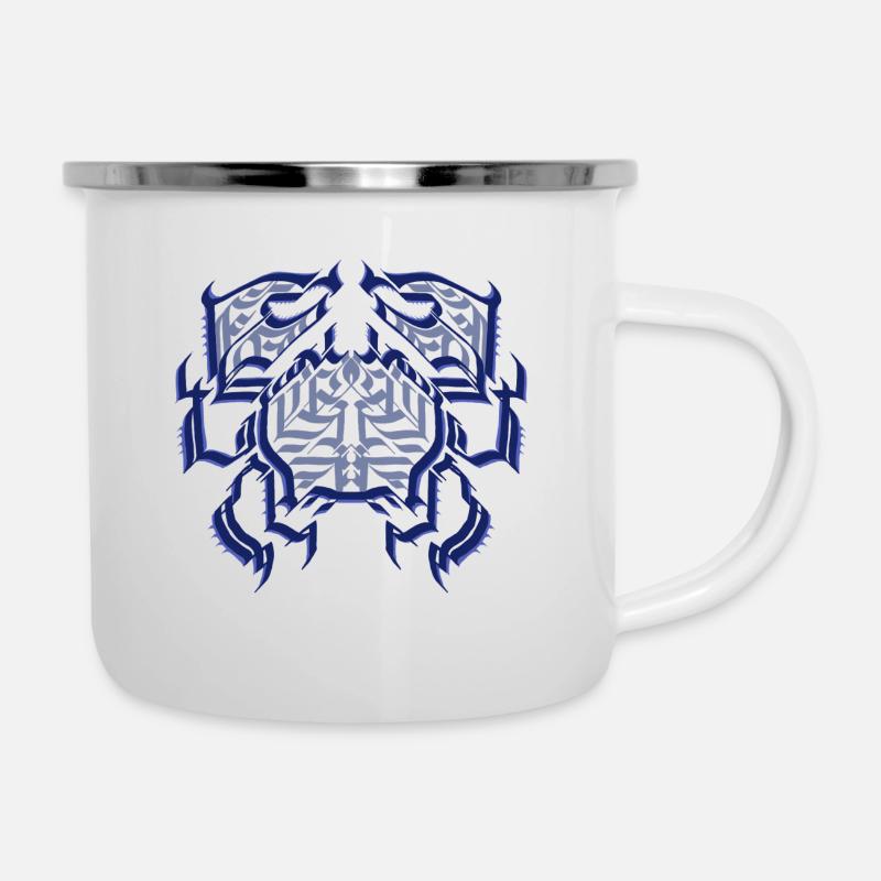 Crabe Dessin Style Tatouage Calligraphie - Tasse émaillée - blanc