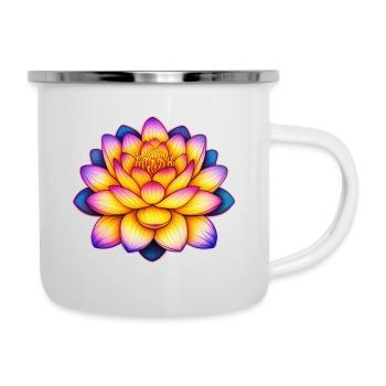 Lotus Blume Lotusblüte Lotusblume - Emaille-Tasse - Weiß - Rechts