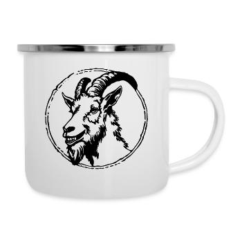 Ziege Steinbock Ziegenbock - Emaille-Tasse - Weiß - Rechts