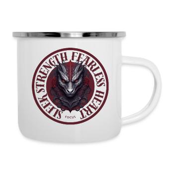 Sleek Strength, Fearless Heart - Emaille-Tasse - Weiß - Rechts