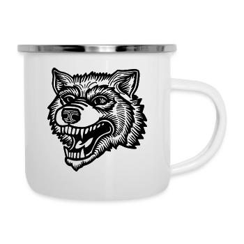 Wolf - Emaille-Tasse - Weiß - Rechts