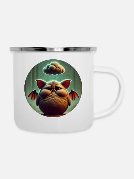 Fledermaus Nächtliche Melancholie - Emaille-Tasse - Weiß