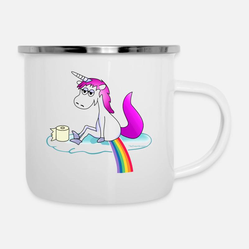 Licorne pop rose arc-en-ciel - Tasse émaillée - blanc