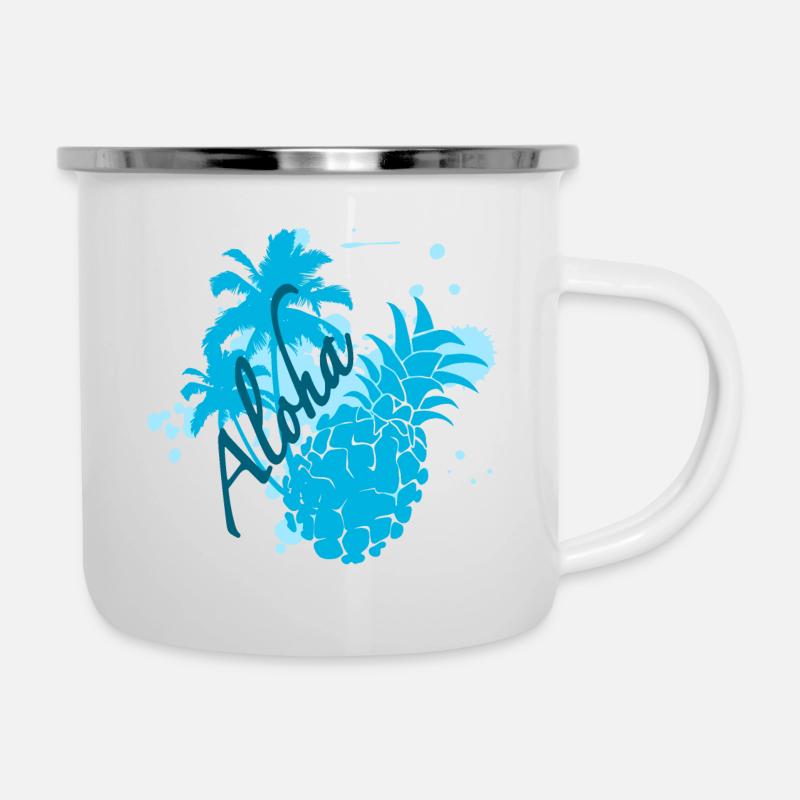 Aloha - Emaille-Tasse - Weiß