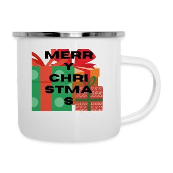 Merry Christmas - Emaille-Tasse - Weiß - Rechts