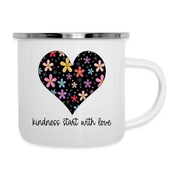 Citation Mignonne Femme Coeur Fleurs - Tasse émaillée - blanc - Droite