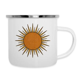 Vintage Strahlende Sonne - Emaille-Tasse - Weiß - Rechts