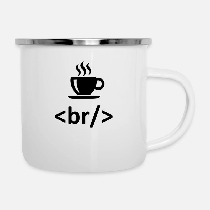 coffee break - Emaille-Tasse - Weiß