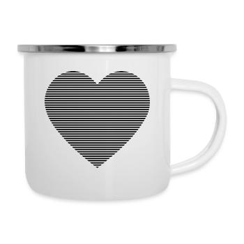 Lignes coeur rayé motif coeur symbole forme - Tasse émaillée - blanc - Droite