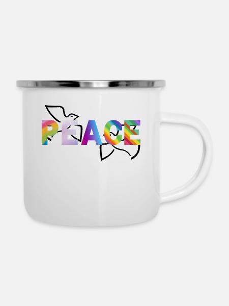 Friede - kein Krieg ! - Emaille-Tasse - Weiß