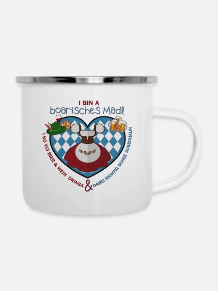 I bin a boarisches Madl - Emaille-Tasse - Weiß