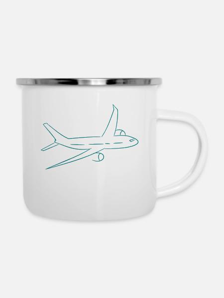 Airline - Emaille-Tasse - Weiß