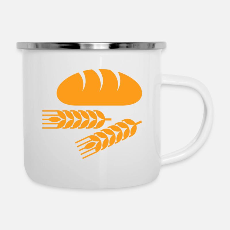 Brot und Weizen - Emaille-Tasse - Weiß