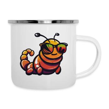 Wurm Cool Comic - Emaille-Tasse - Weiß - Rechts