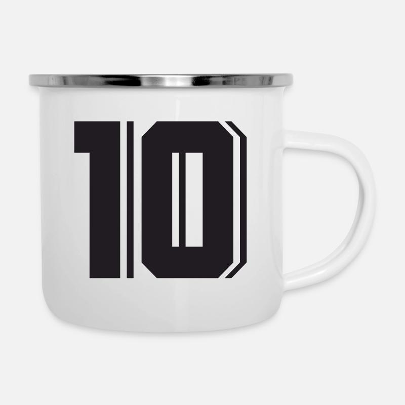 10 - Number ten - Emaille-Tasse - Weiß