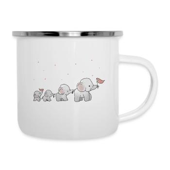 Cute elephant family birthday parade - Camper Mug - white - Right