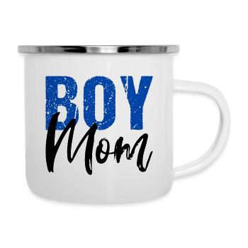 Boy Mom Sohn Mutter Mama - Emaille-Tasse - Weiß - Rechts