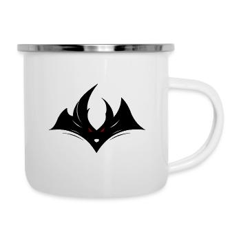 Abstrakter schwarzer Drachen Kopf mit roten Augen - Emaille-Tasse - Weiß - Rechts