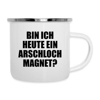 Arschloch Magnet - Emaille-Tasse - Weiß - Rechts