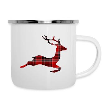 Hirsch im Raster Retro Stil Geschnkidee - Emaille-Tasse - Weiß - Rechts