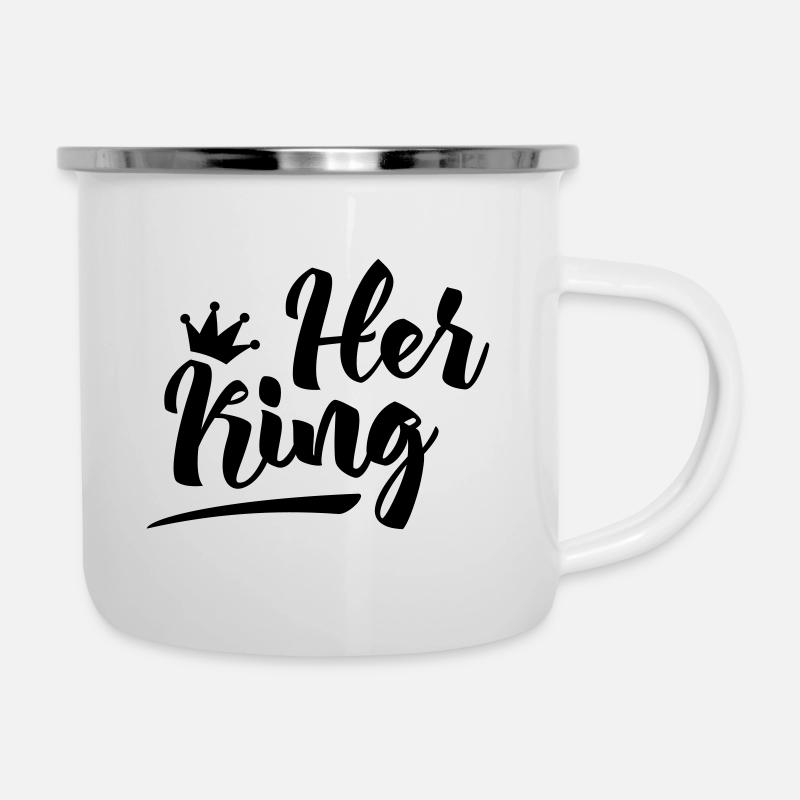 Partnershirt Paar Her King - Emaille-Tasse - Weiß