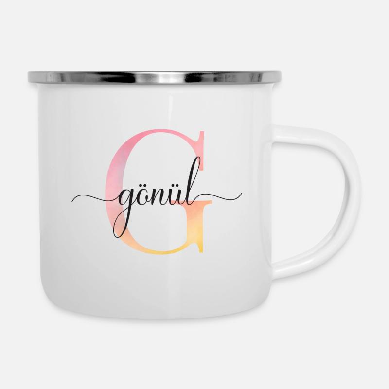 G | Monogram | Name | GönülWatercolor - Camper Mug - white