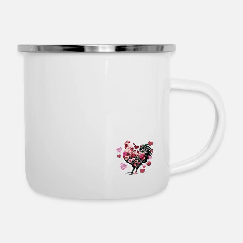 Poulet Fleurs et Coeurs - Tasse émaillée - blanc