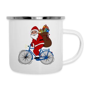 Santa Claus with bicycle - Camper Mug - white - Right