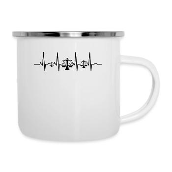 Herzschlag ekg herz human evolution anwalt justiz - Emaille-Tasse - Weiß - Rechts