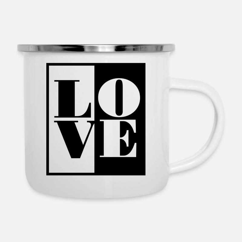 Love Liebe Valentinstags Geschenk - Emaille-Tasse - Weiß