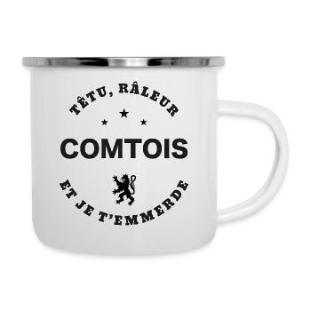 Comtois, têtu, râleur - Tasse émaillée - blanc - Droite