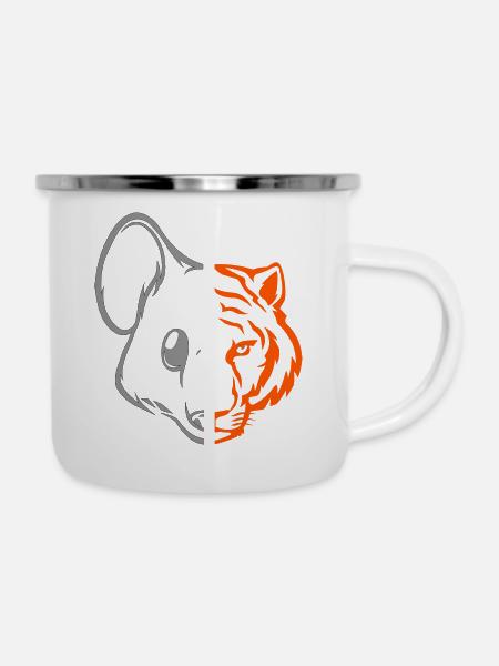 Tiger Maus - Emaille-Tasse - Weiß