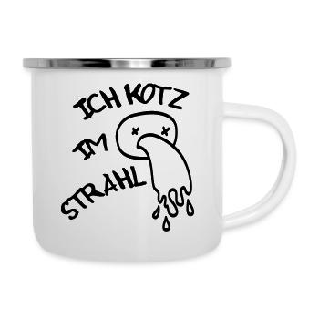 Ich kotz im Strahl - alles scheiße Geschenk - Emaille-Tasse - Weiß - Rechts