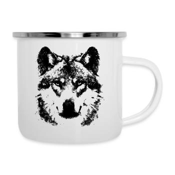 Wolf aus Strichen - Emaille-Tasse - Weiß - Rechts